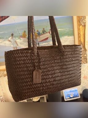 Vilenca Brown Leather Woven Tote NWT